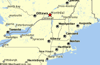 Map of Quebec
and Northeast USA